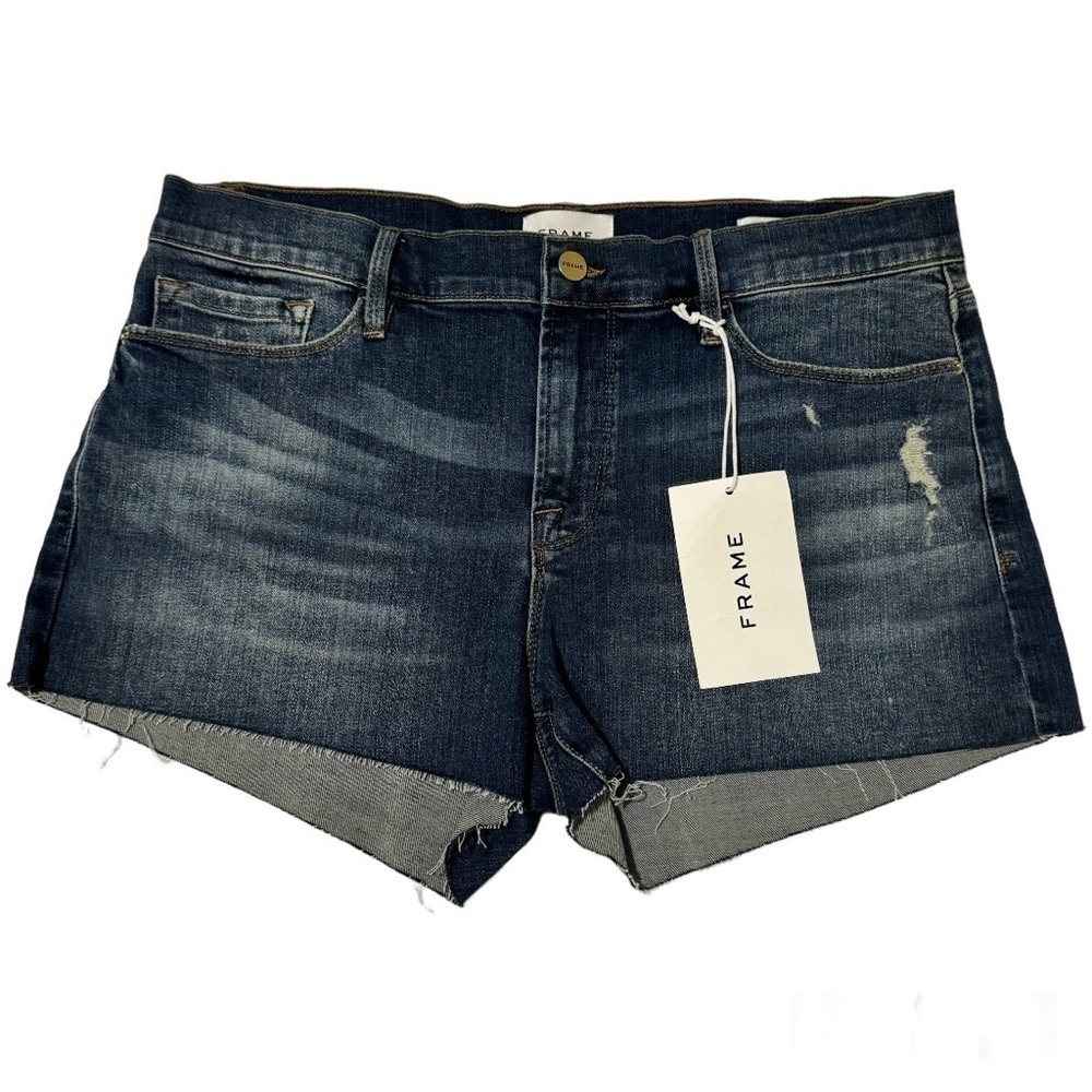 FRAME Le Cutoff Denim Shorts Size 32 Blue New